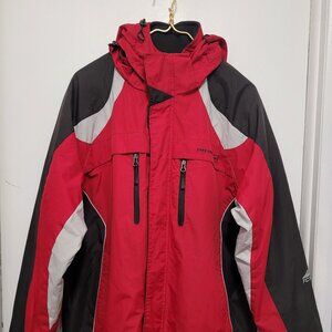 Free Country Jacket Men Size Large Red Black Polyester Linen Zipper